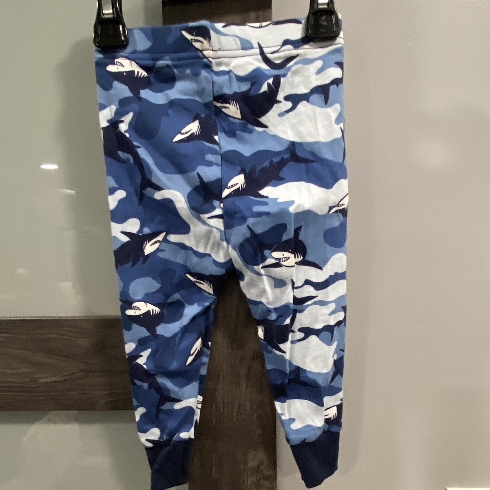 Carter’s Boys Shark Camo Sleep Pants Cotton Knit Pull On Blue/White/Navy 12-18M