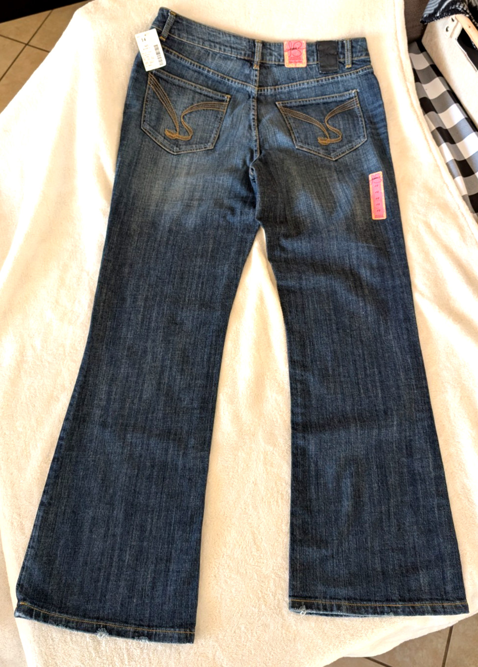 NWT Jessica Simpson Women’s Blue Super Low Flare Sequence Beading Size 14