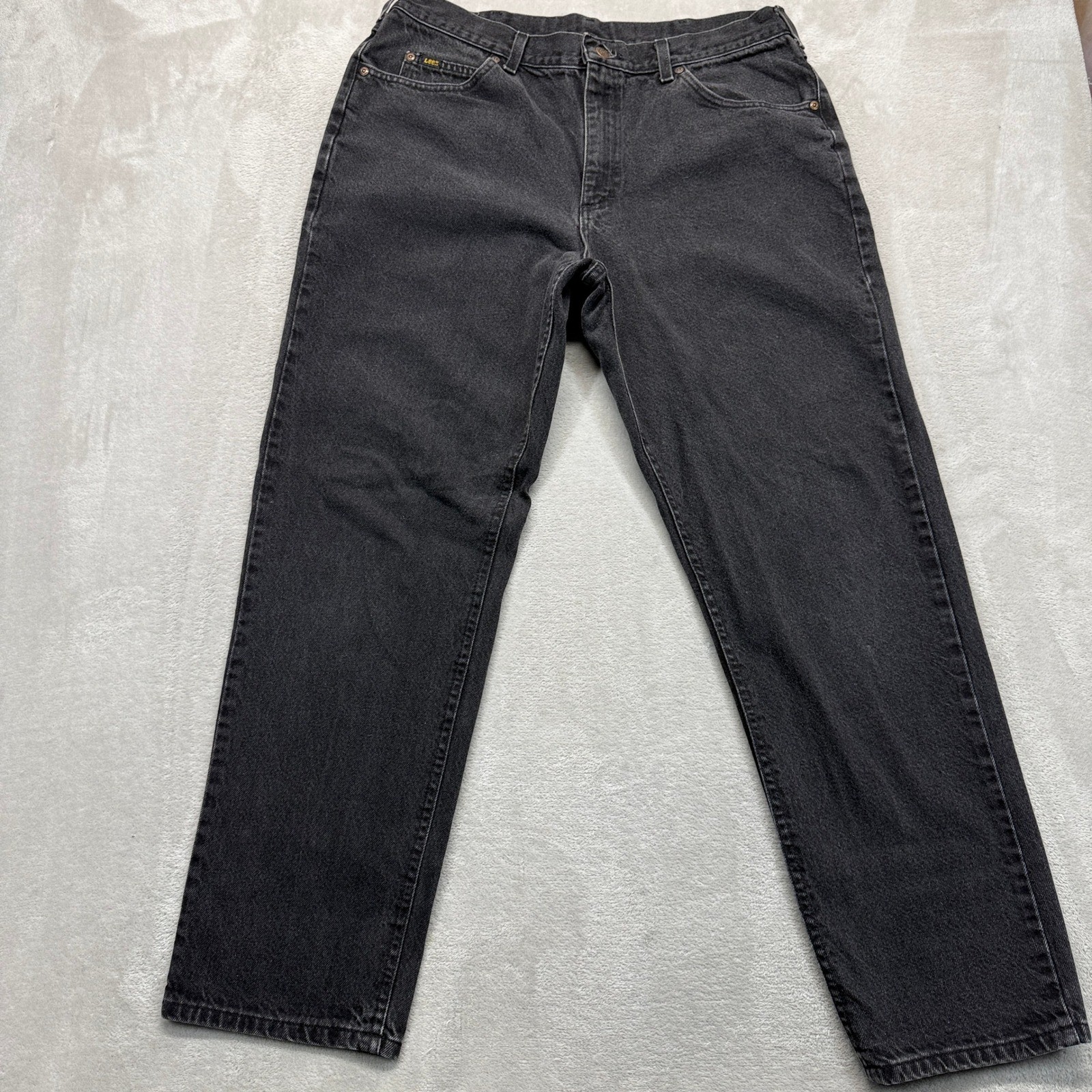 Vintage Lee Jeans Mens 39×32 (39×30) Black Denim Straight Leg Casual 90s USA