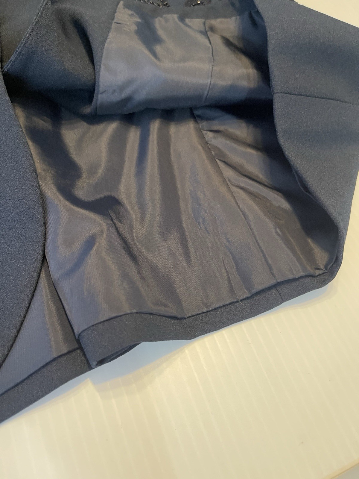 Morgan Miller Navy Blue Black Beaded Detail Skirt Suit Set Special Size 16