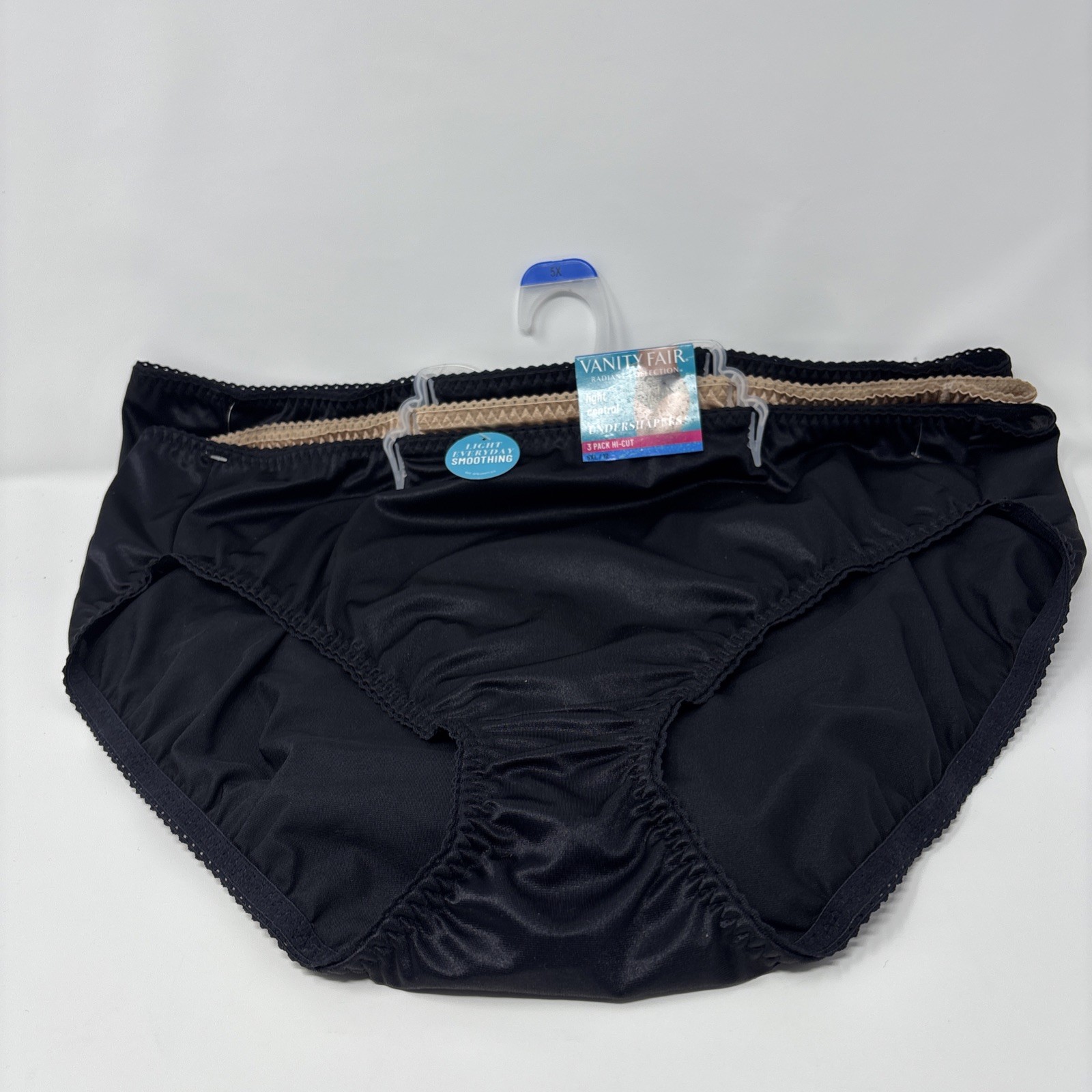 VANITY FAIR Women 3-Pair Undershapers Hi Cut Underwear Panties Nylon Size 5XL 12