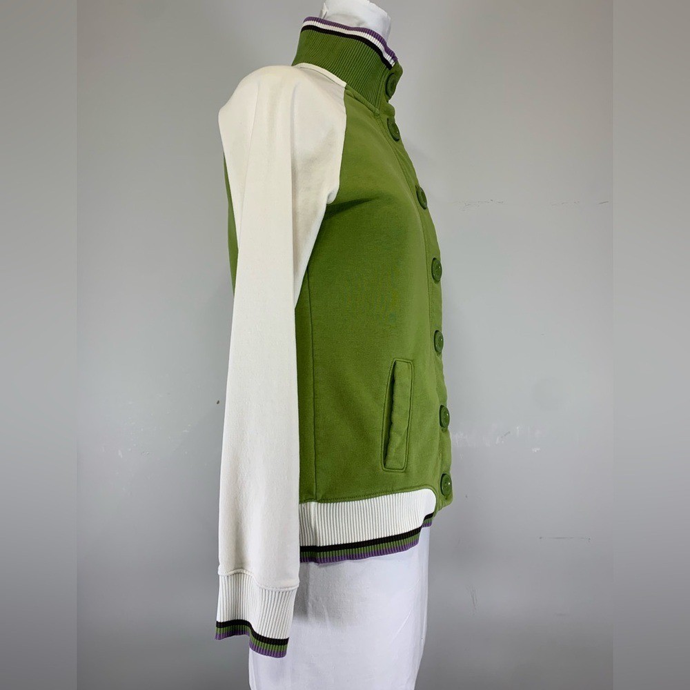 Vintage Esprit Green and White Colorblock Varsity Bomber Jacket