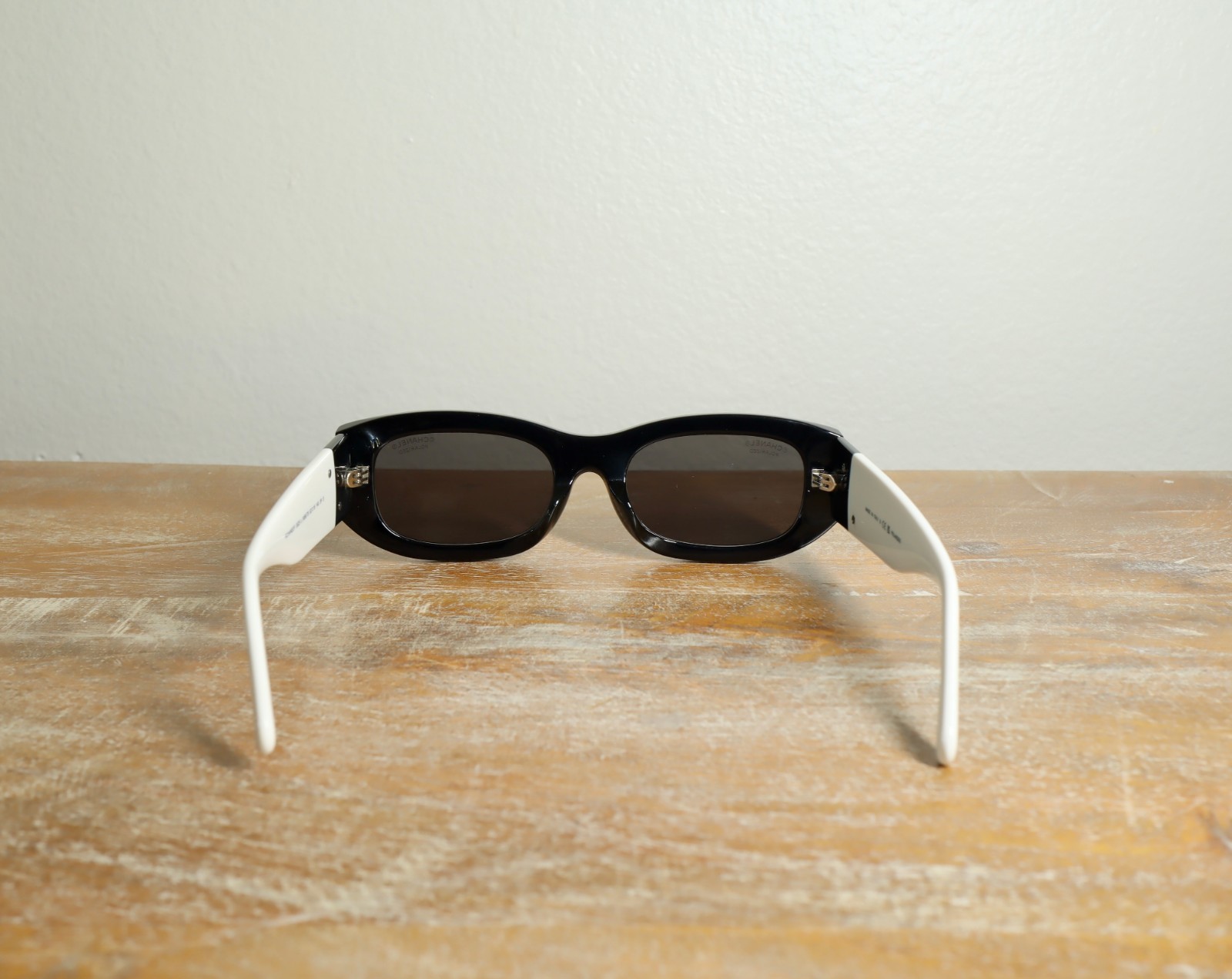 CHANEL CH5525 Rectangle Sunglasses 52mm Black White/Gray Polarized Lens 100% UV