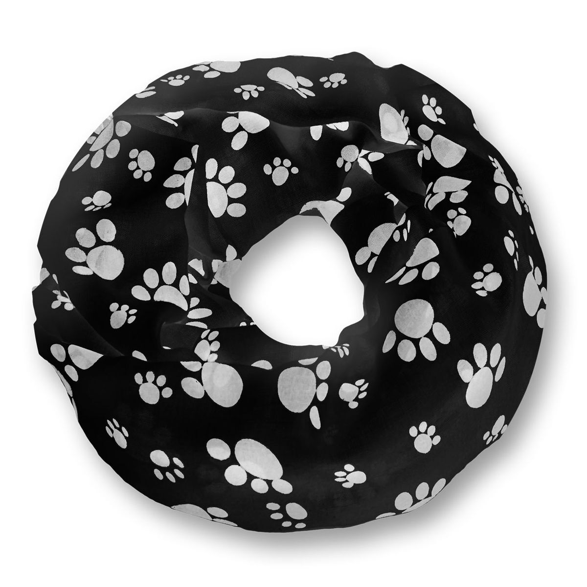 Paws Loop Scarf in 4 Colours Paw Wrap Scarf Grey White Pink Black