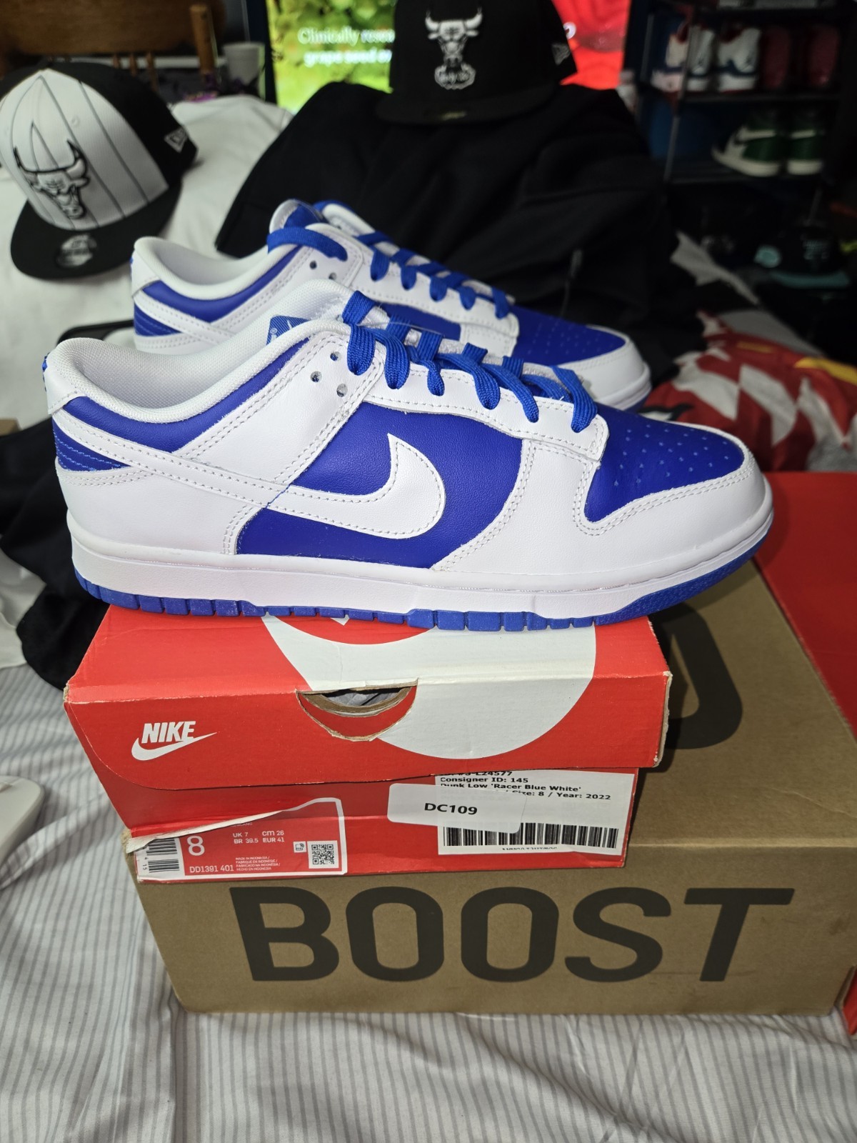 Nike Dunk Low Retro Racer Blue/White Size 8 DD1391-401 Brand New Fast Shipping