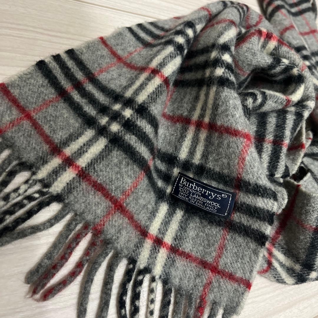 Vintage Burberry Wool Scarf Nova Check Gray 138x22cm/54.33×8.66in japan