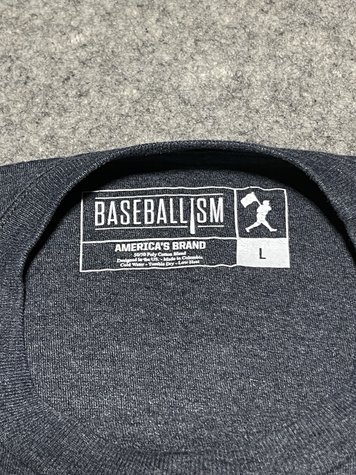 Baseballism mound to home plate Blue Gray 60 foot 6 inches 60’6″ Large Shirt