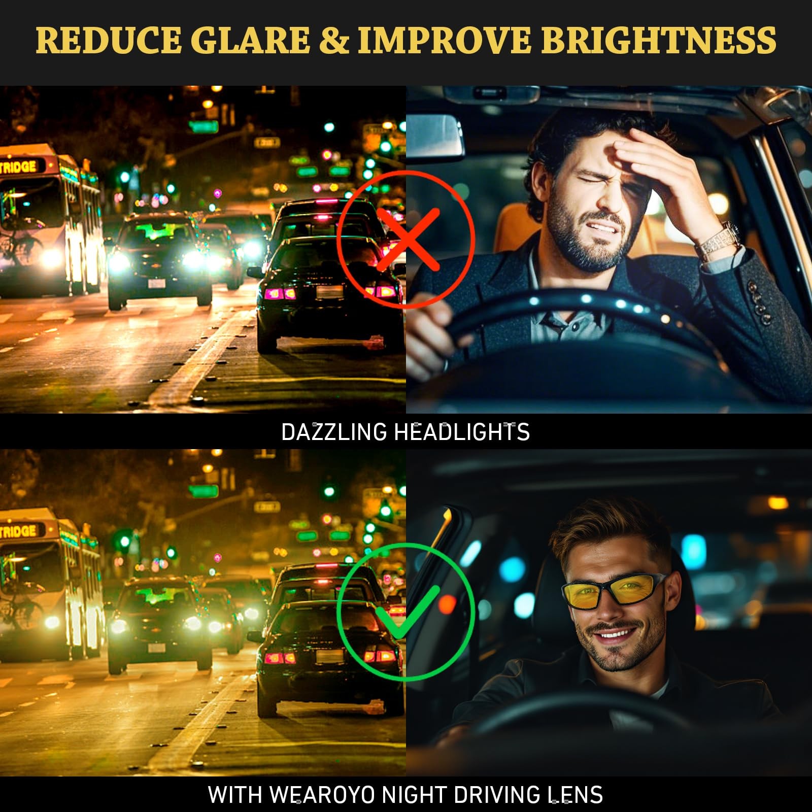 Night Vision Driving Glasses for Men Women,Sports Style Wrap Around Anti Glar…