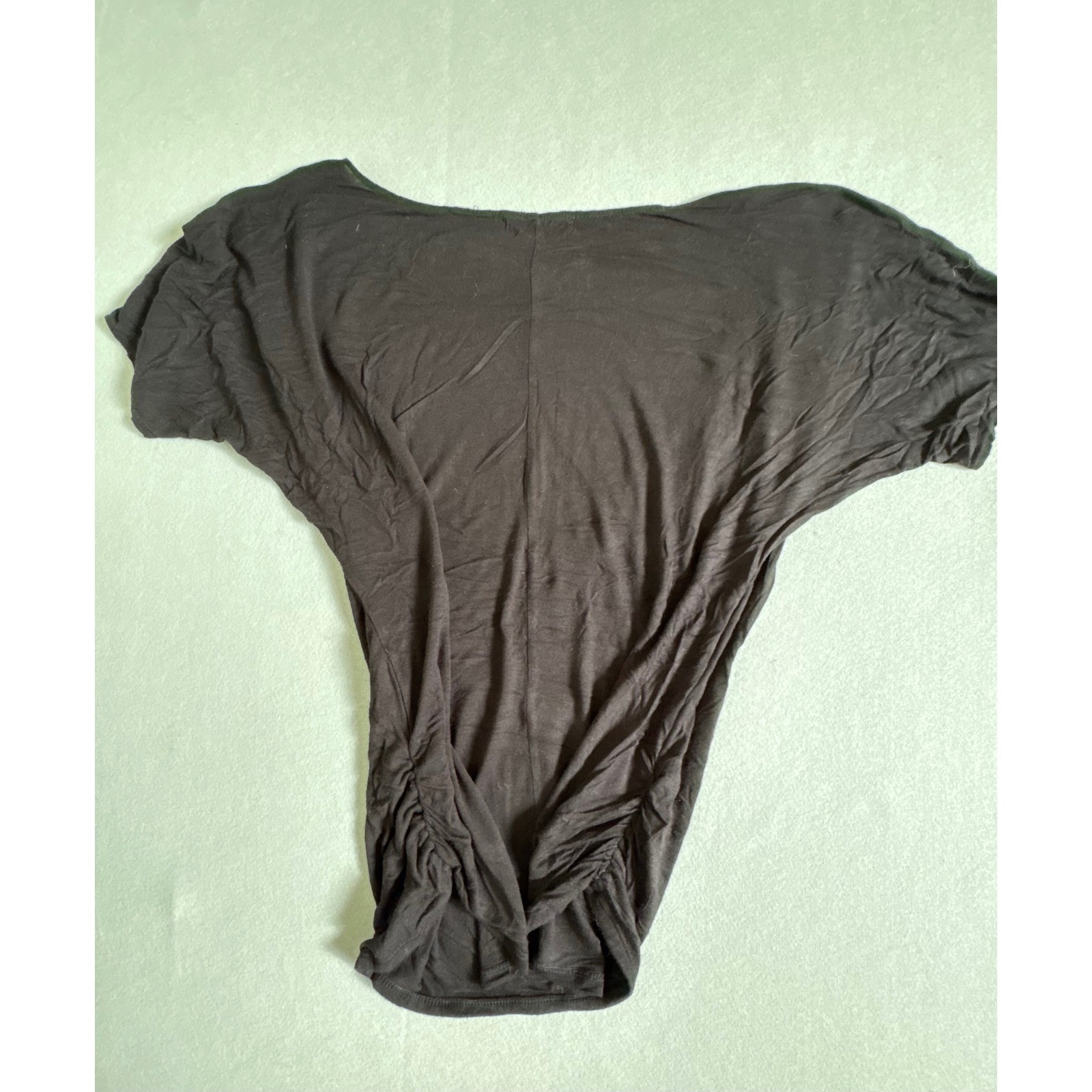 Made by Johnny Womens Black Surplice Neck Ruched Side Dolman Sleeve Top Lrg