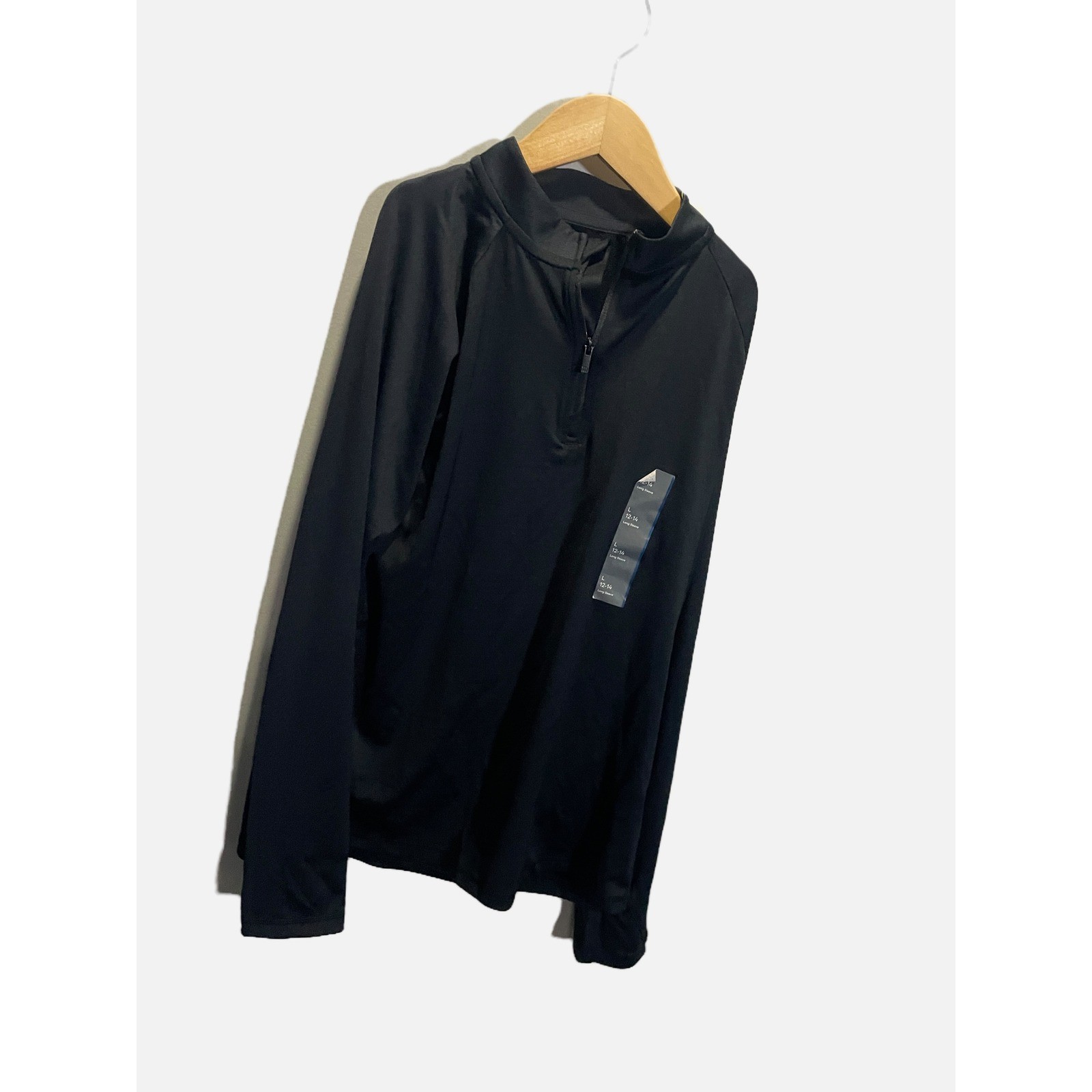 All in Motion 1/4 Zip Pullover Boys L 12-14 Black Moisture Wicking Active Top