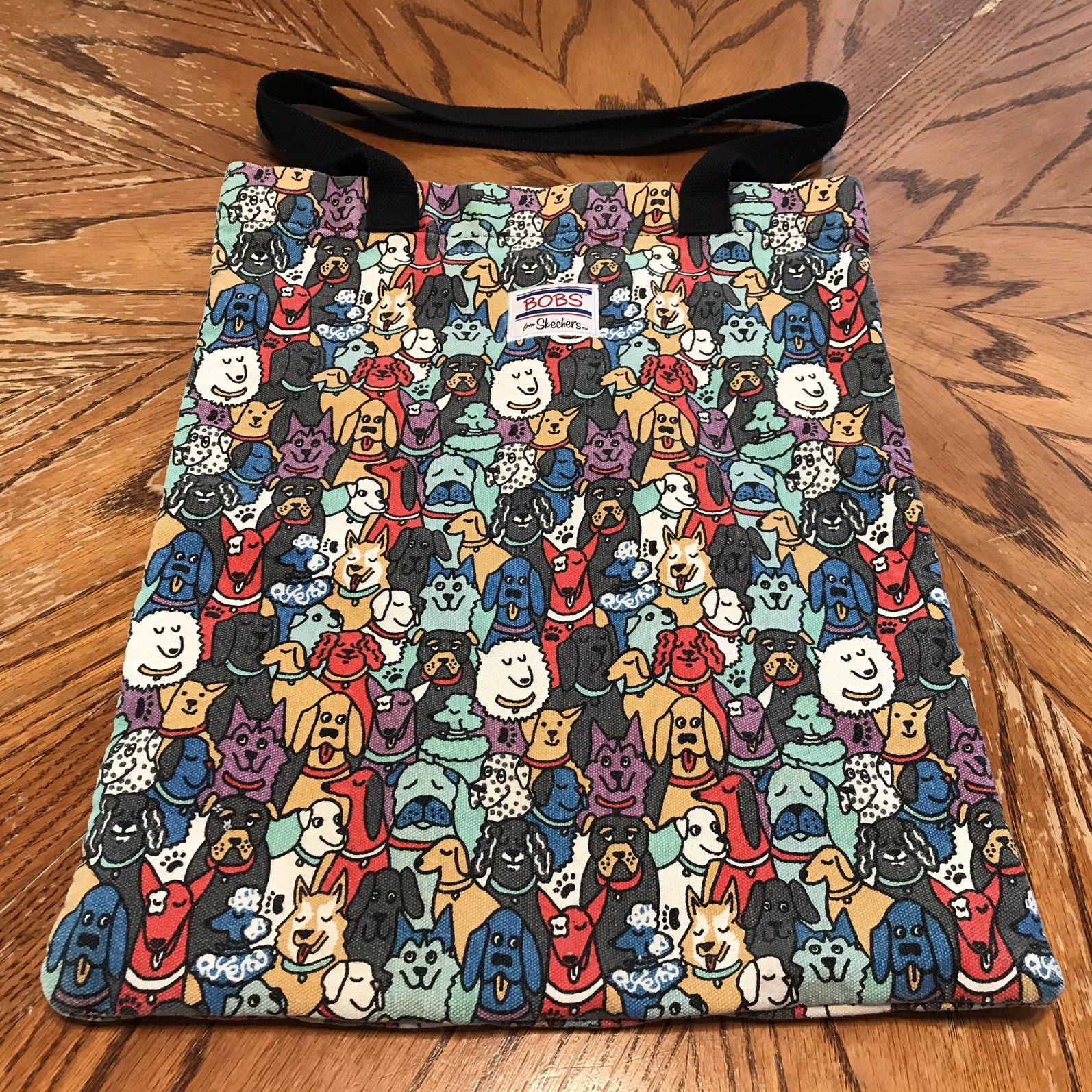 Bobs From Skechers Canvas Tote Bag Dog-Face Print featuring multiple dog breeds