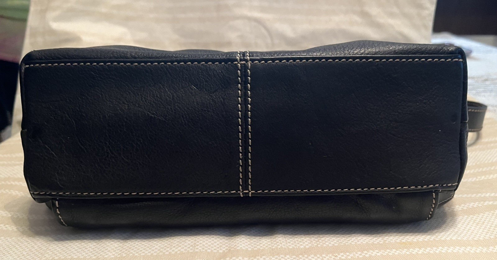 Vintage Black Leather Fossil Shoulder Organizer Bag