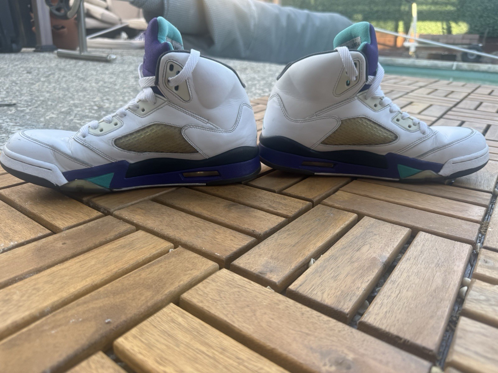 Nike Air Jordan 5 Retro Grape 2013 White New Emerald Grape Ice Blue Size 9.5