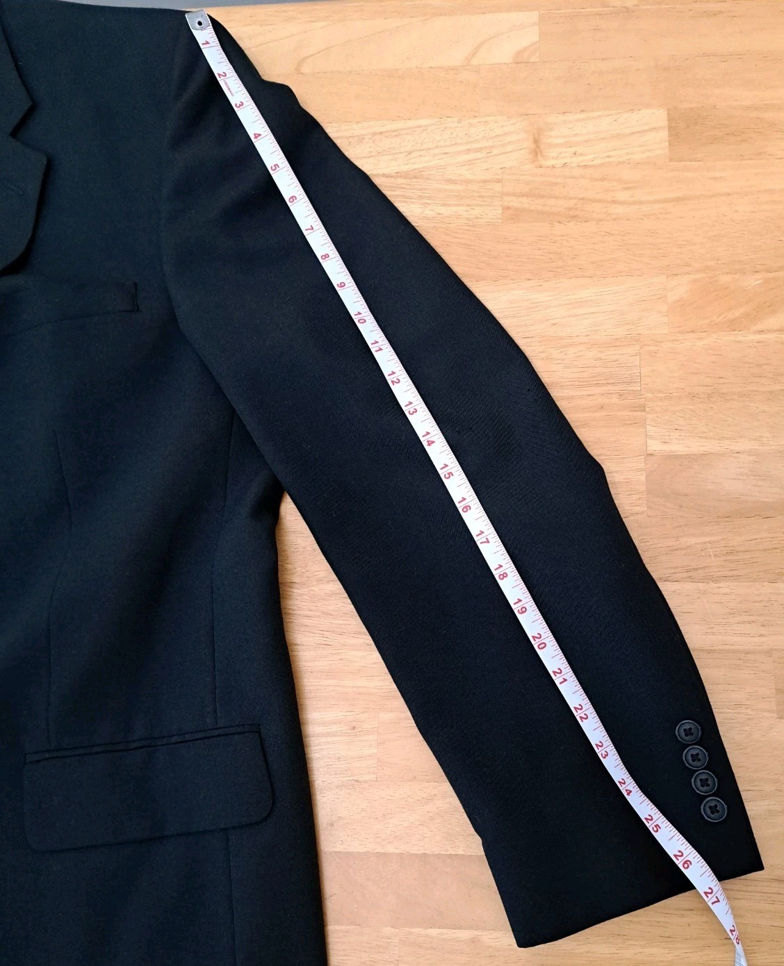 Stafford Tailored Fit Black Suit 50R Jacket 42×30 Pants Polyester & Worsted Wool