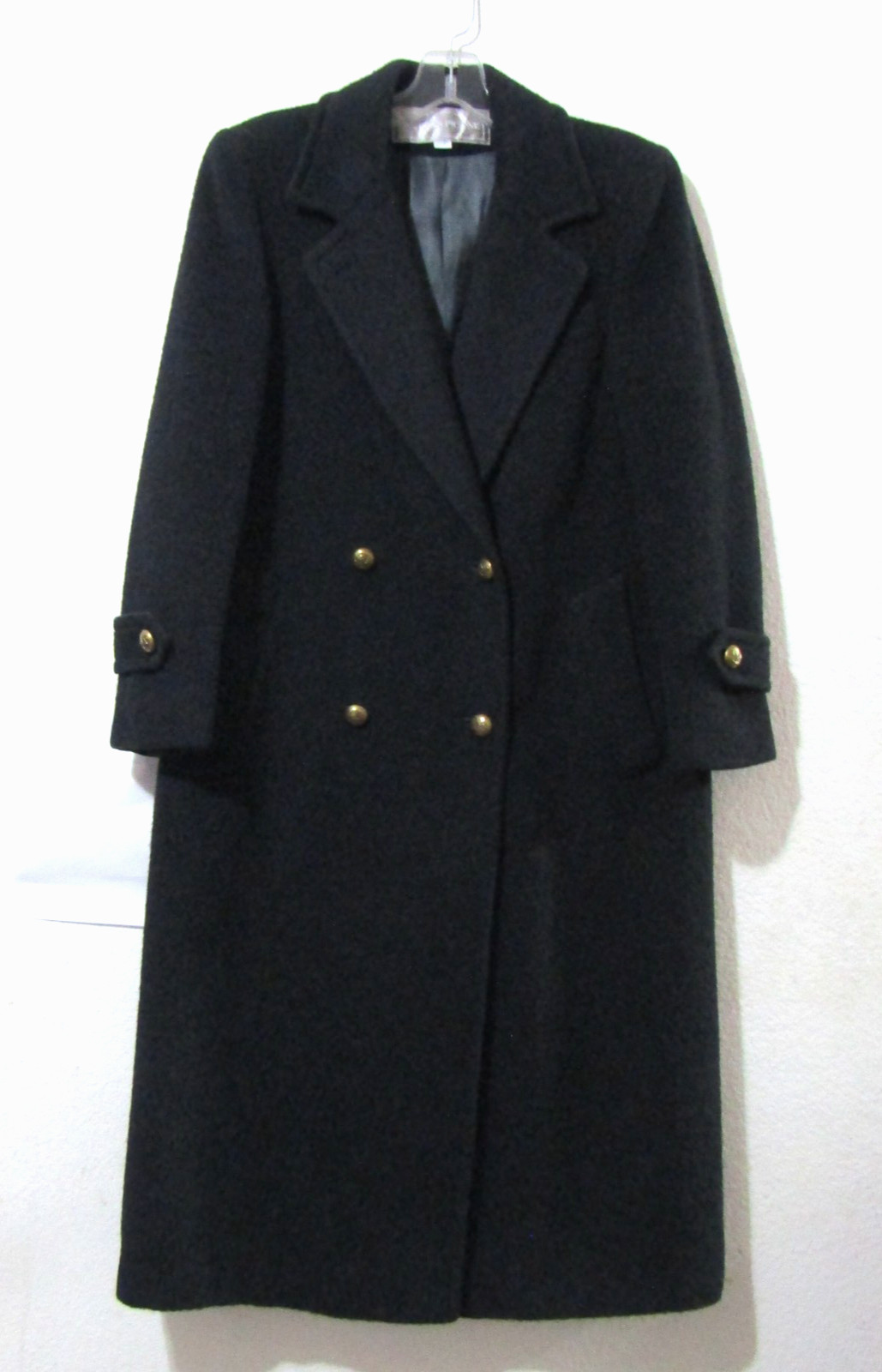 Vtg Evan Picone Coat 6 S Pure Wool Black USA Double Breasted