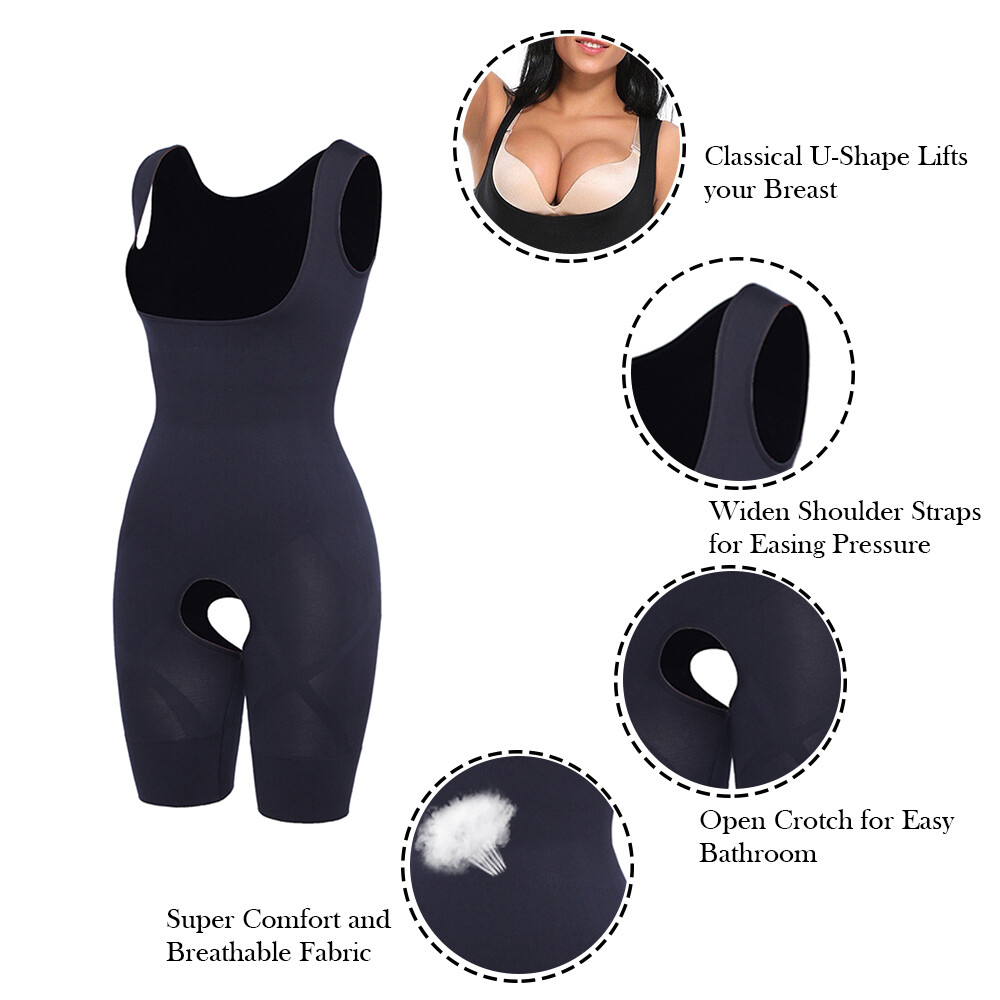 Women Seamless Compression Shapewear Mid Thigh Slimmer Crotchless Bodysuits US