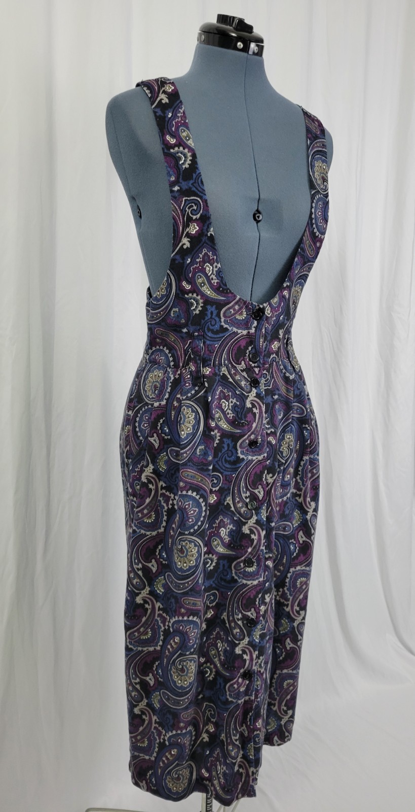 Vintage Outback Red Blue/Purple/Grey Paisley Jumper w Deep Neckline Size 8