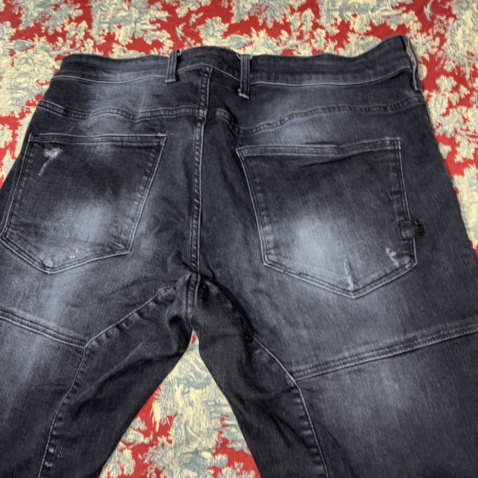 G Start Raw Jeans Sz 38×32 Men Blk Rackam 3D Skinny Distressed Used No Returns
