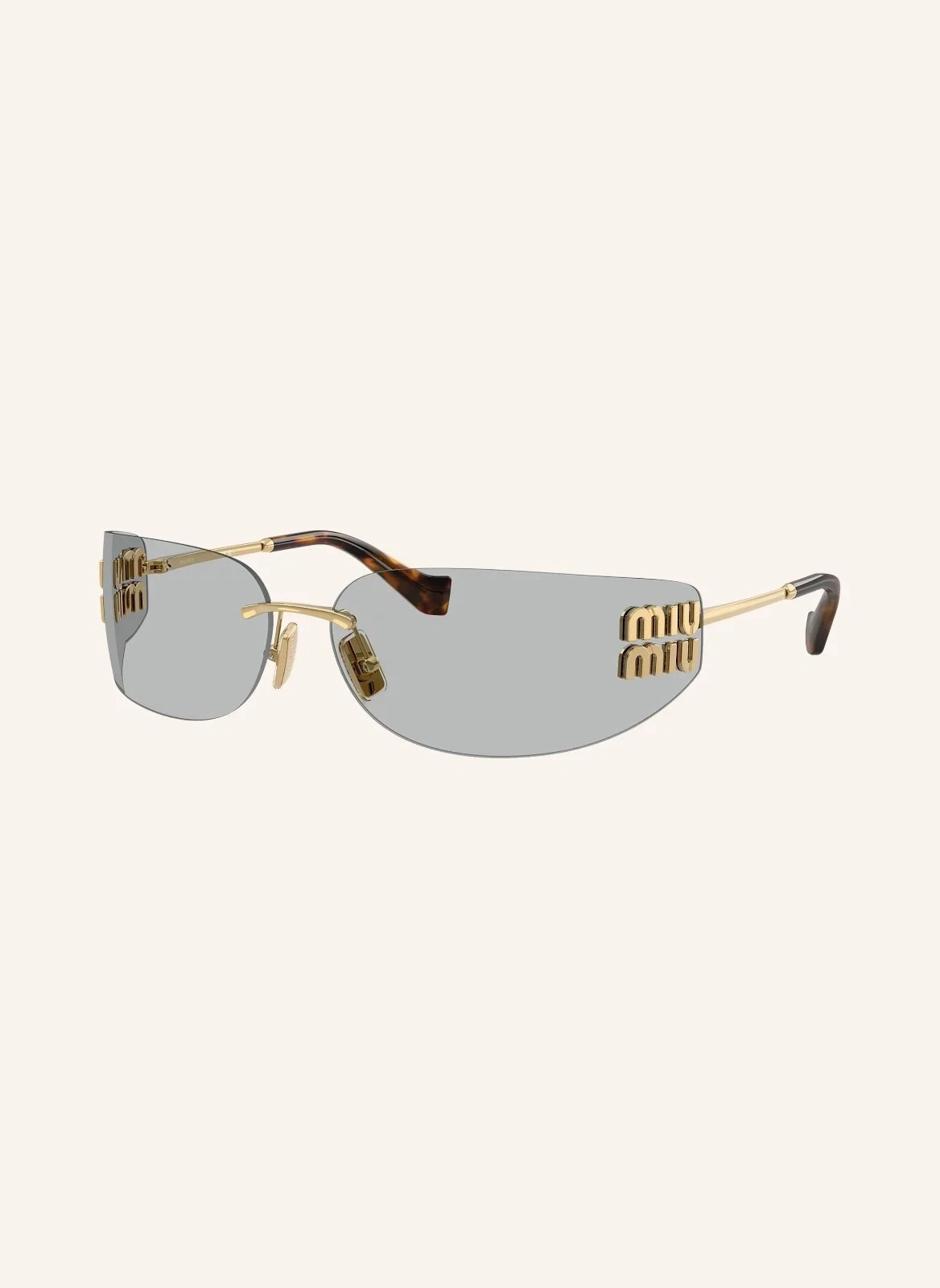 Miu Miu MU A51S Pale Gold Grey Women Wrap Sunglasses