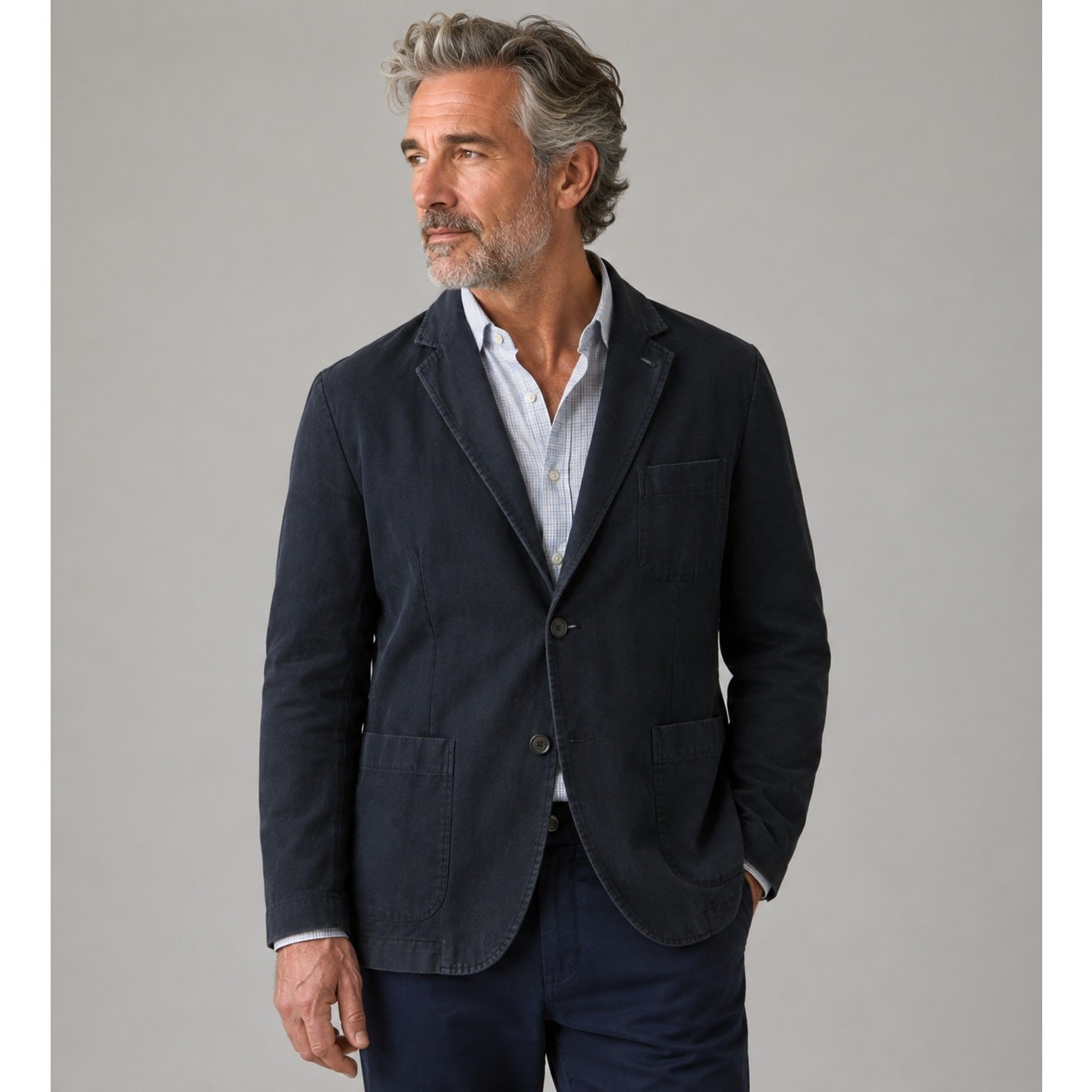 M&S Blue Harbour Mens Navy Cotton Blazer Jacket XL 44-46″ Machine Washable