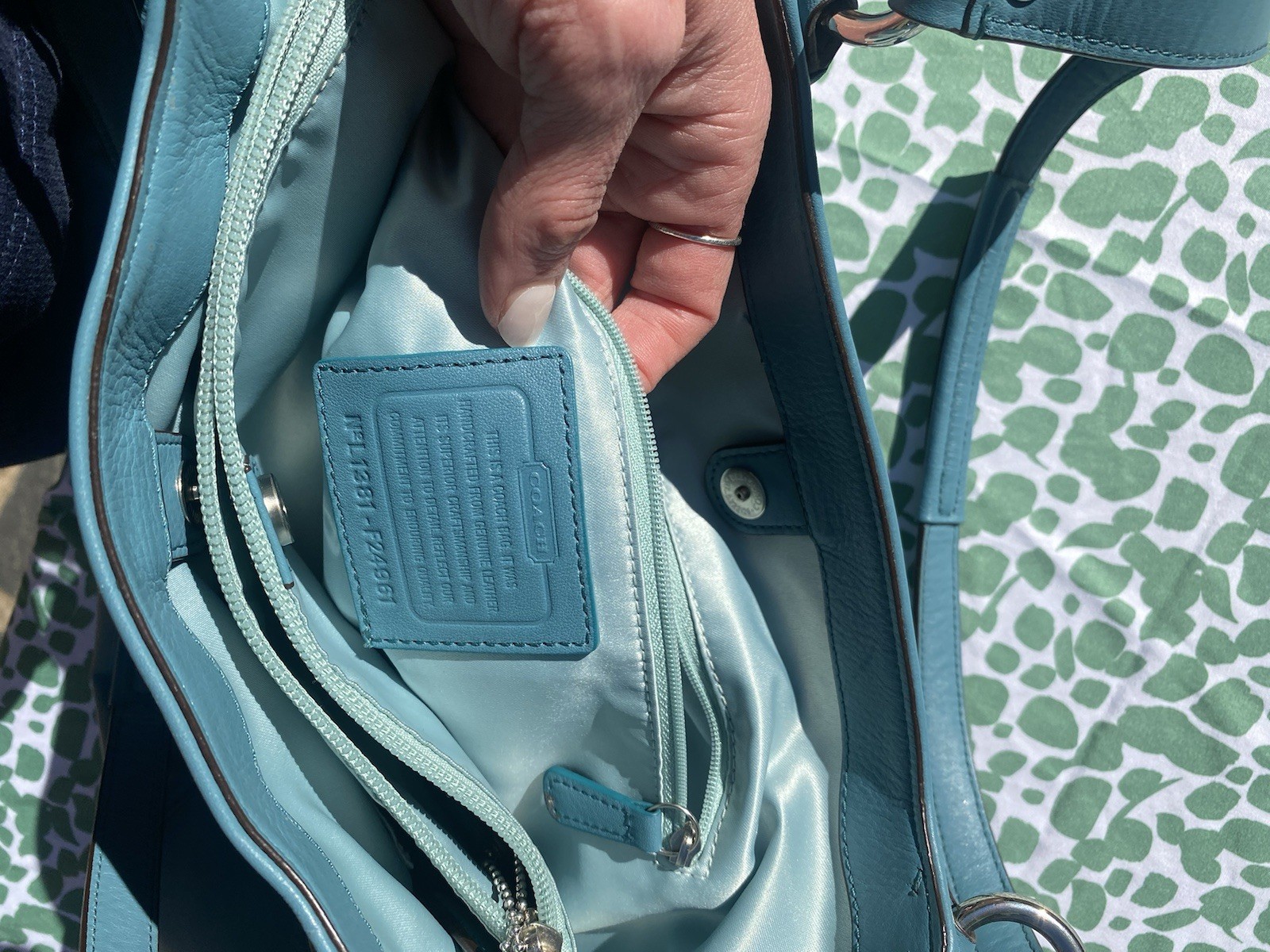 Coach Women’s Blue Shoulder Bag, Buckle Accent, Magnetic & Zip Closure, Inner P…