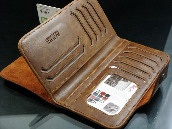 Men’s Leather Wallet Bifold ID Card Holder Checkbook Long Clutch Billfold Purse
