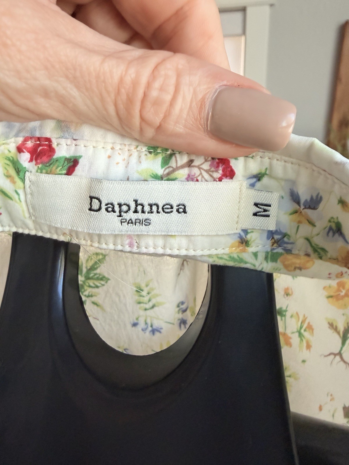 Daphnea Paris Floral Button Front Blouse Women’s Medium Cottagecore Botanical