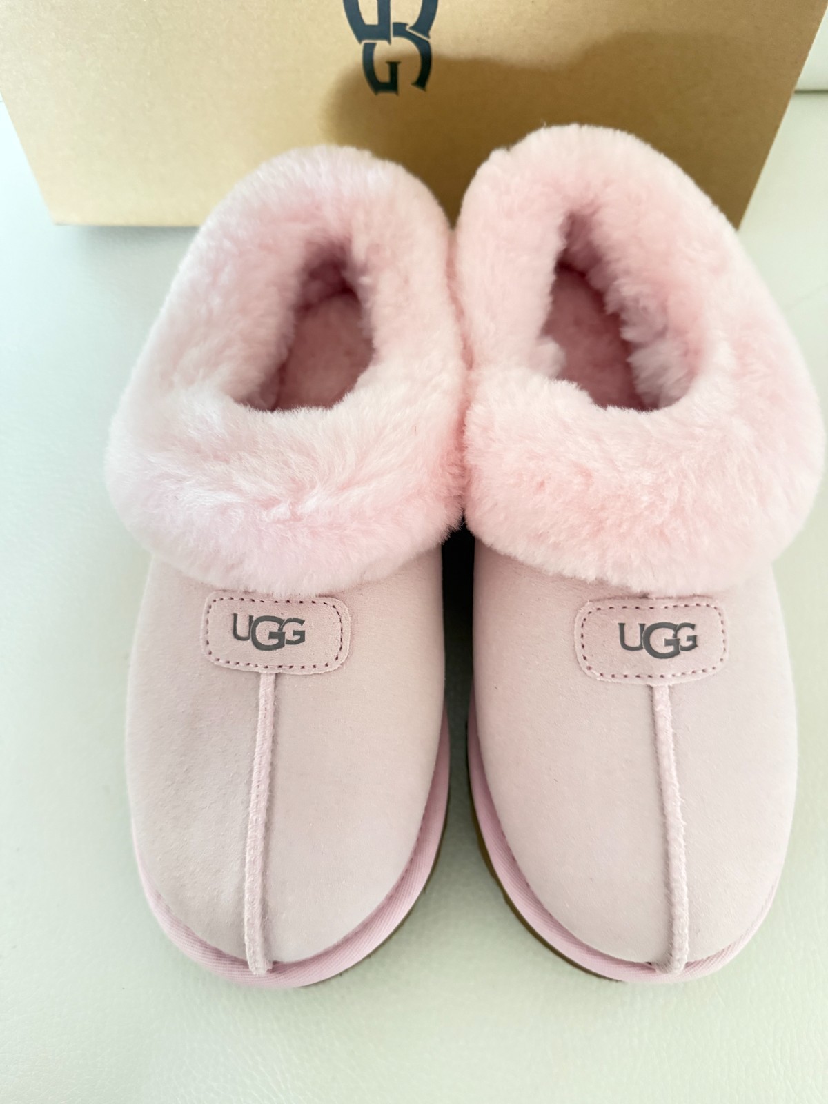 NIB UGG UGGS AUSTRALIA Tazzette Genuine Shearling Collar Slipper pink 9