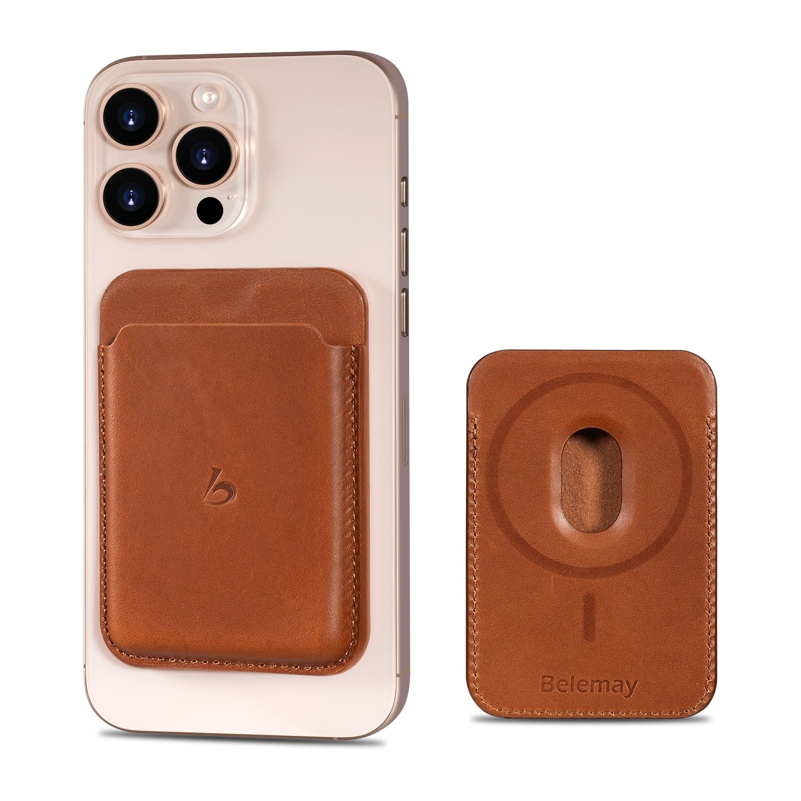 Slim Minimalist Leather Wallet for MagSafe | Magnetic Card Holder, Quick Access,
