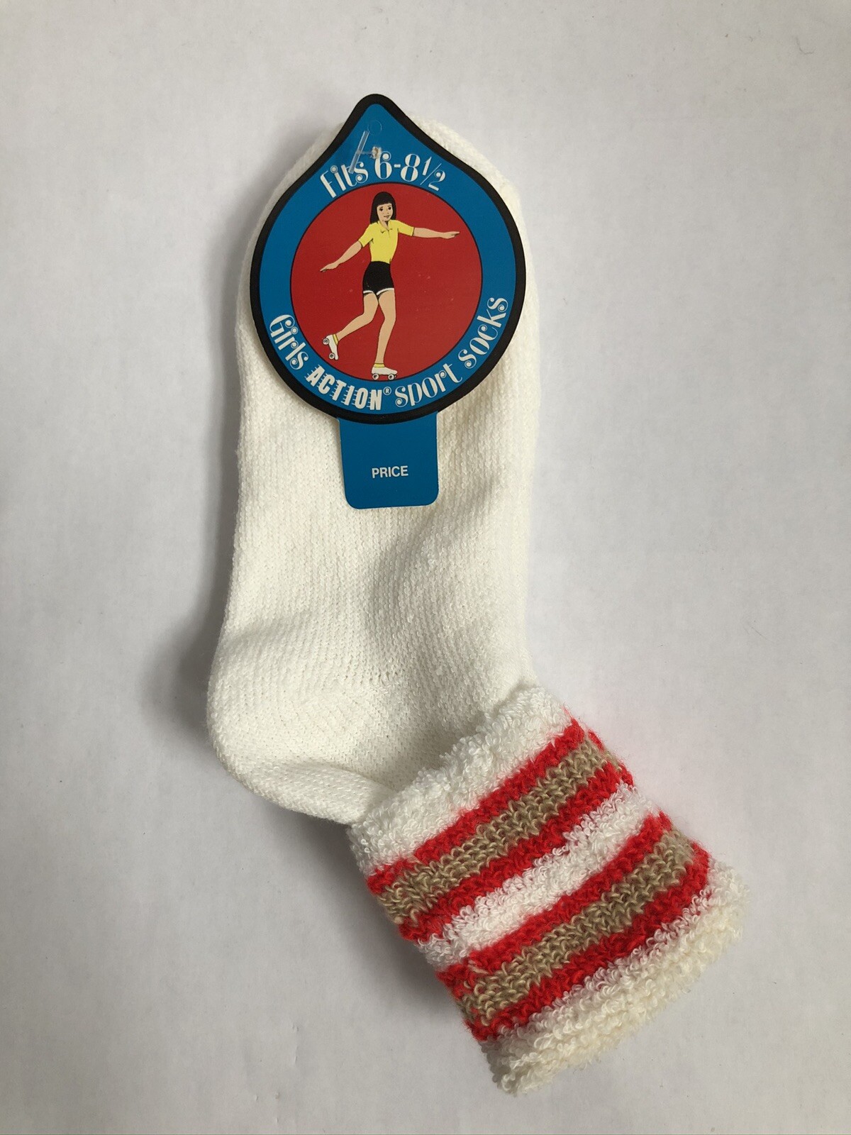 PLUSH terry turn cuff action sport socks 45% creslan vtg NWT girls size 6-8.5