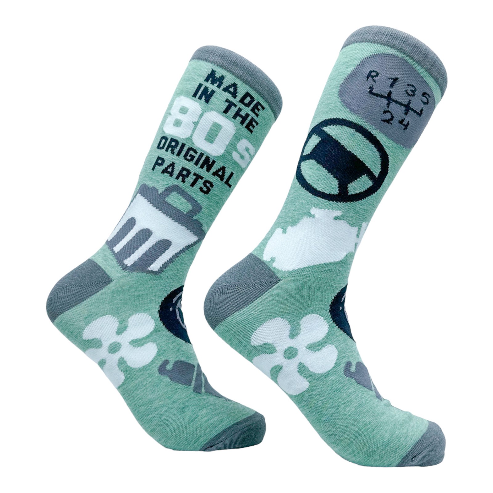 Men’s Made In The 80s Socks Funny Car Parts Mechanic Footwear