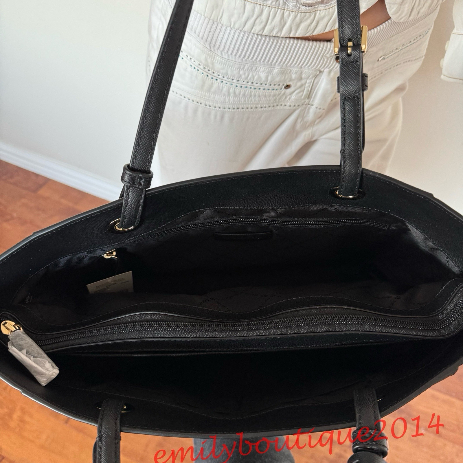 NWT Michael Kors Walsh Multifunction Tote Black Saffiano Leather Shoulder Bag