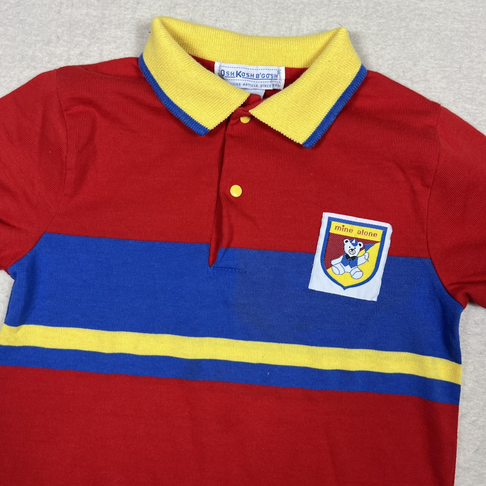 Vintage OshKosh B’gosh Polo Shirt Kids 6 Red Blue Striped Yogi Bear 80s