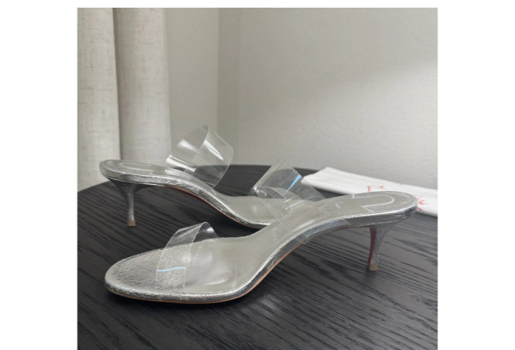CHRISTIAN LOUBOUTIN 55mm Just Nothing Clear Slide silver heels size 39