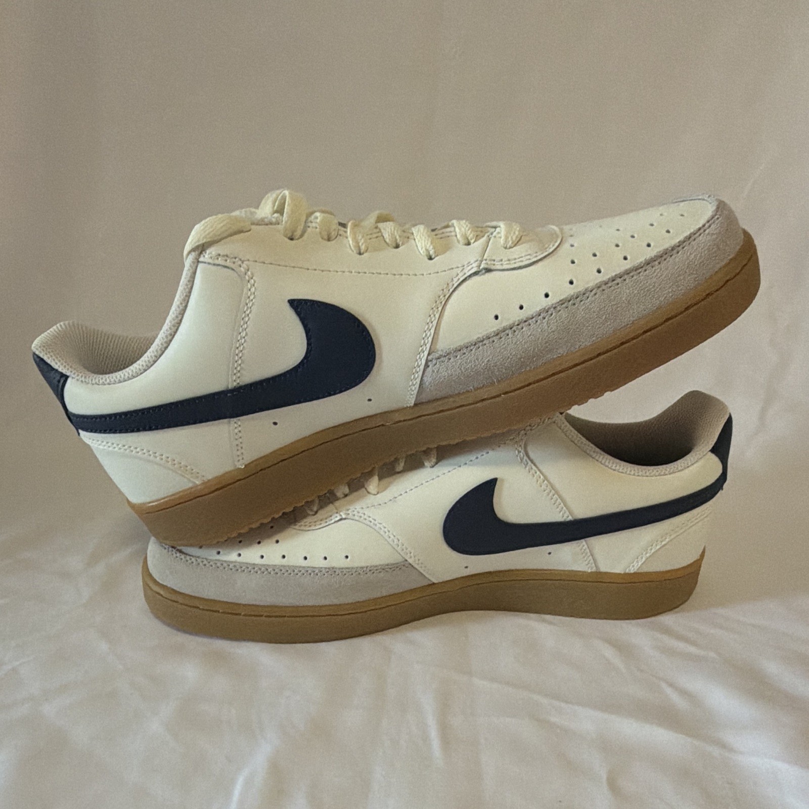 Nike Court Vision Low Top Leather Sail/Navy Gum Sneakers HF1068-133