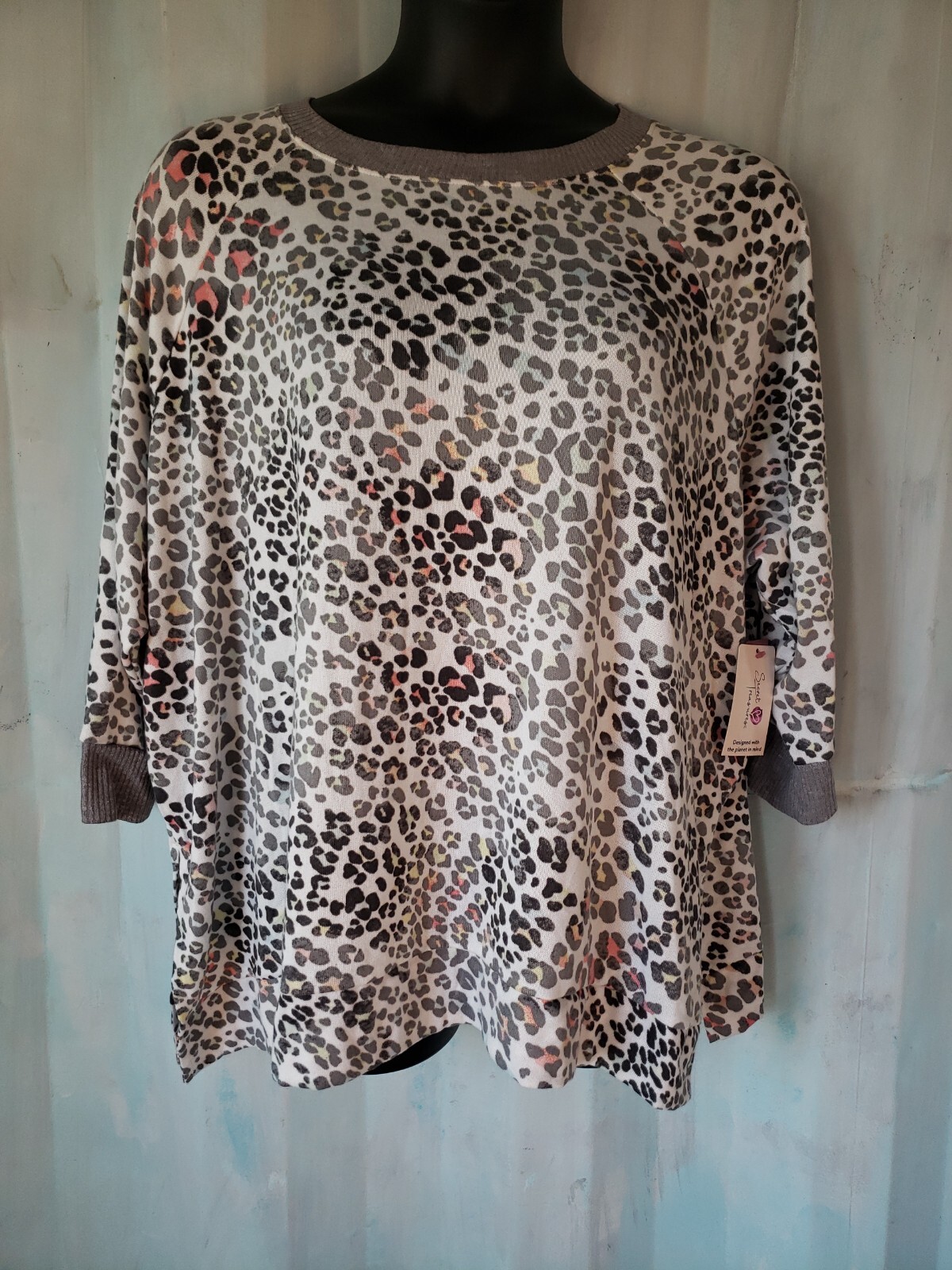 Secret Treasures PJ Top Size L – 3X Gray Multi Color Stripes or Animal Print
