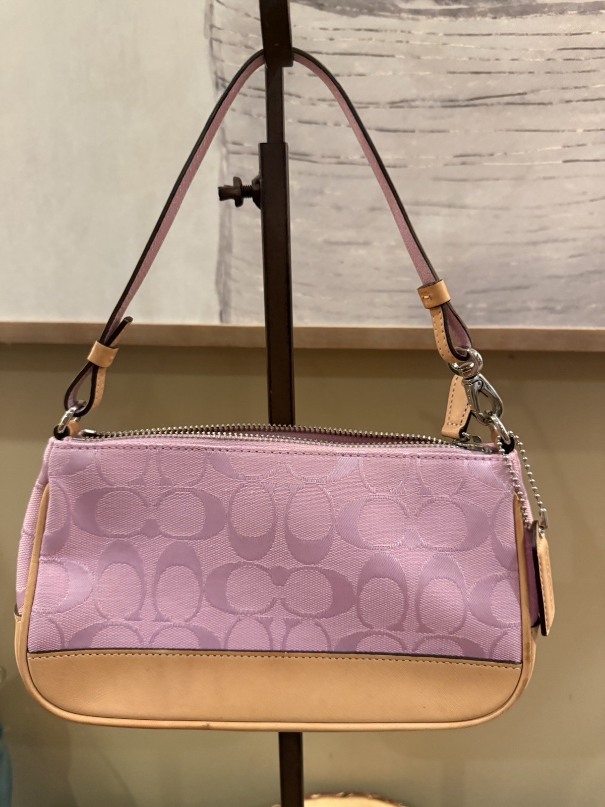 Coach Signature Mini Demi Bag Canvas Leather Bubblegum Pink 6094 Y2K Vintage
