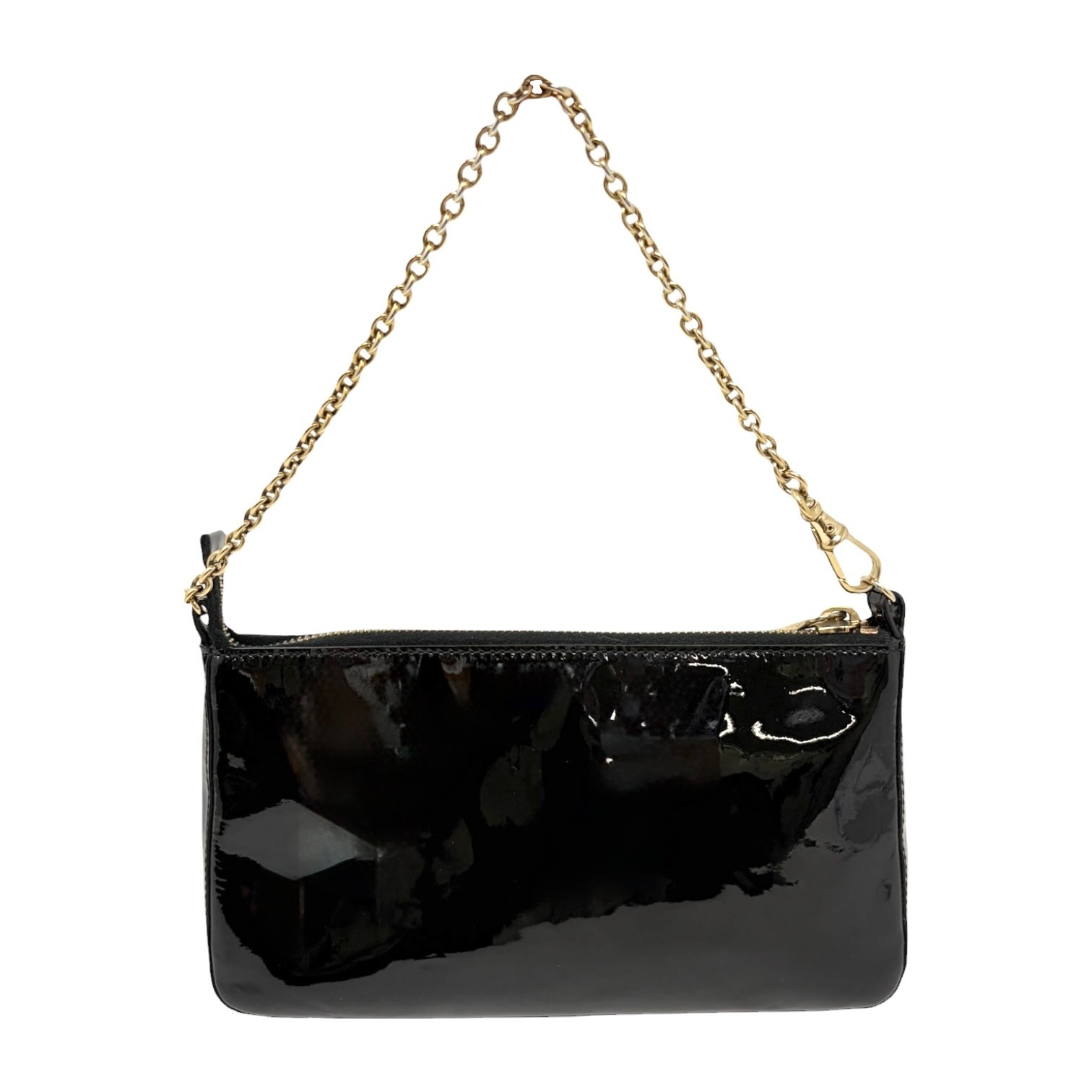 FENDI Vintage FF Logo Star Studs Mini Chain Shoulder Bag Black Gold 902276