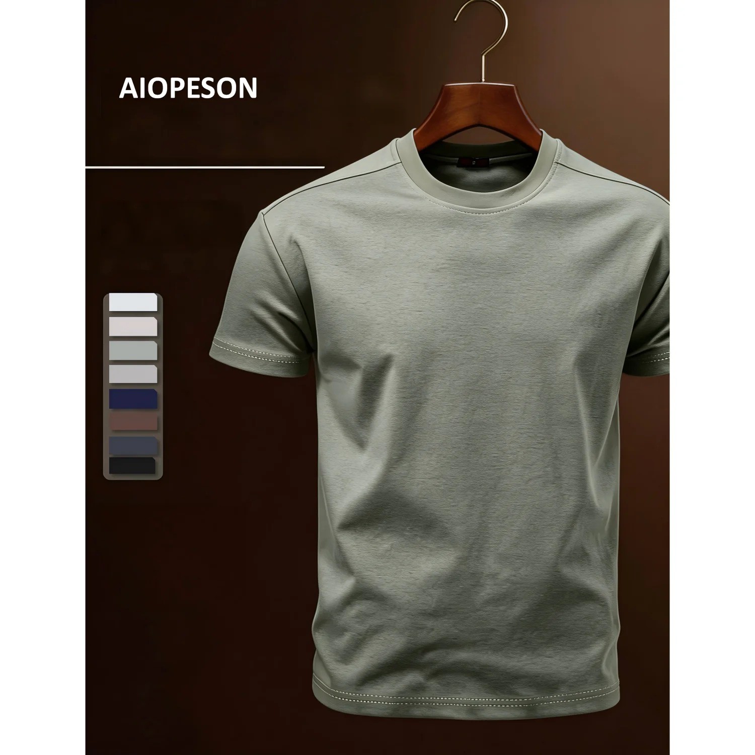 AIOPESON Men’s Cotton O-Neck Soft Touch Comfortable Tee Solid Color 8 Colors Bre