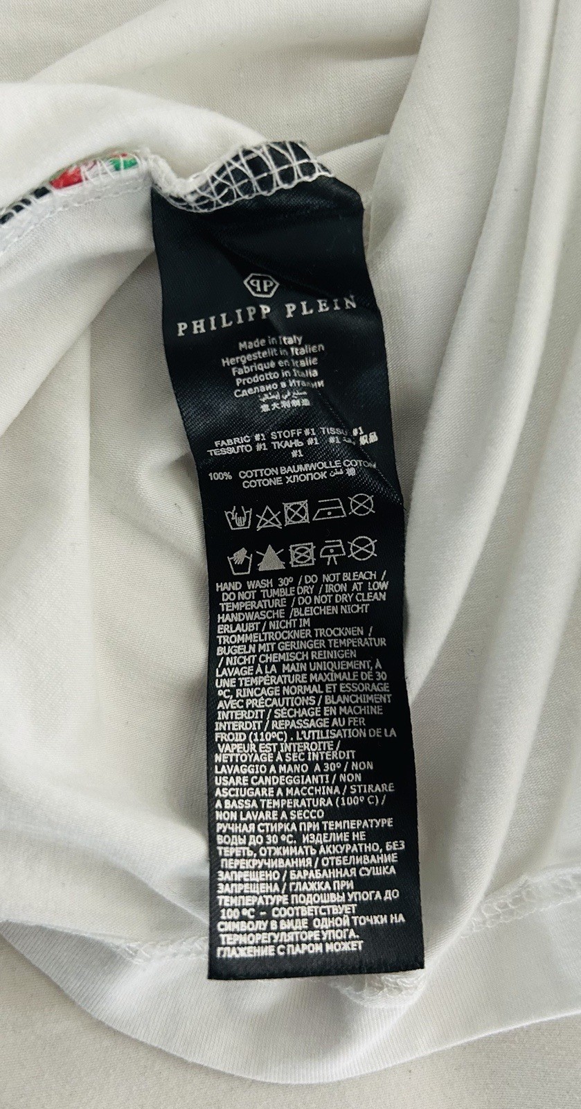PHILIPP PLEIN Platinum Cut T Shirt Hexagon Tiger Head Graphic Men’s Large White
