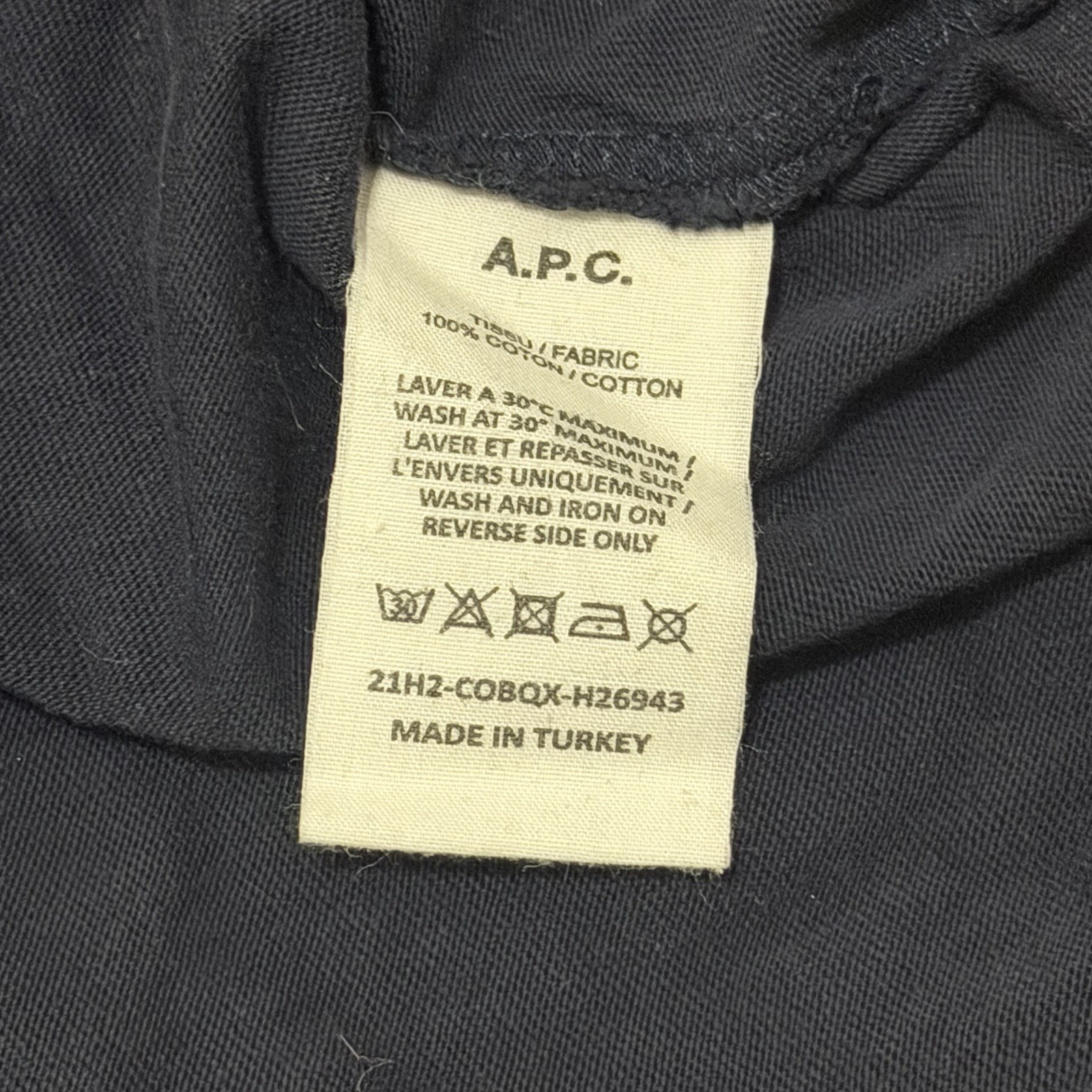 A.P.C. Rue Madame Paris VPC Logo T-Shirt Navy Blue Short Sleeve Men’s Medium