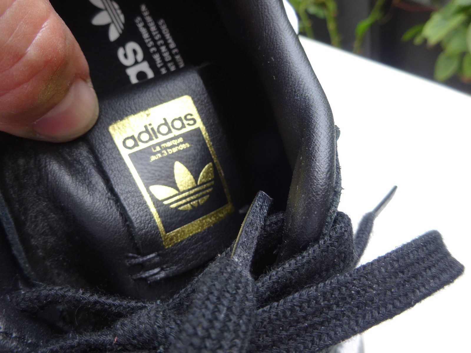 Adidas GX3419 stitched black white superstar trainers leather size 37 1/3 (UK4.5) new
