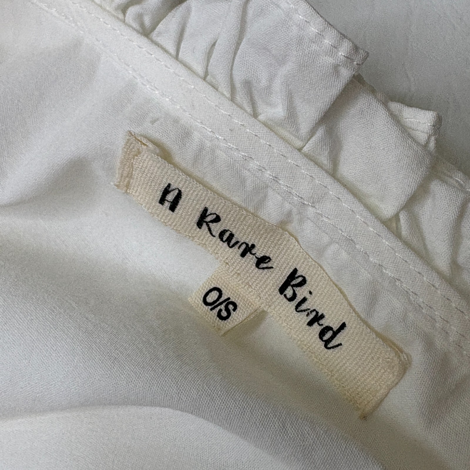 A RARE BIRD Ruffle Blouse Top One Size 100% Cotton White Boho Artsy Romantic