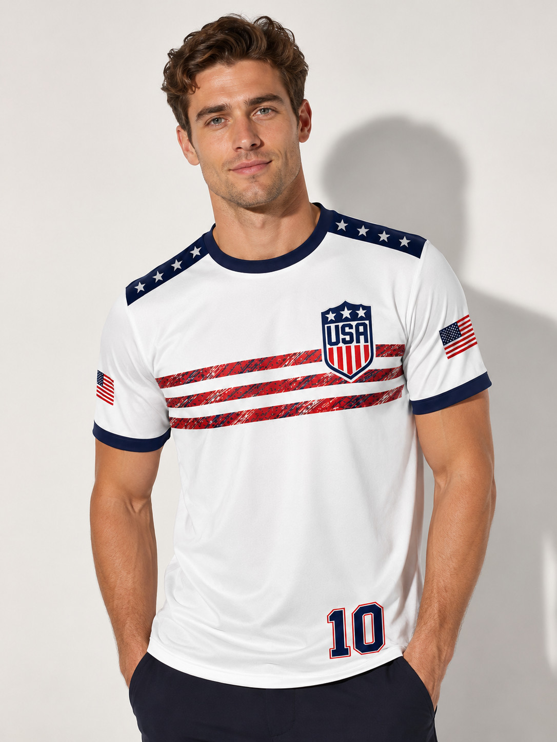 USA Soccer Jersey Custom Name Number Patriotic White Football Shirt Gift