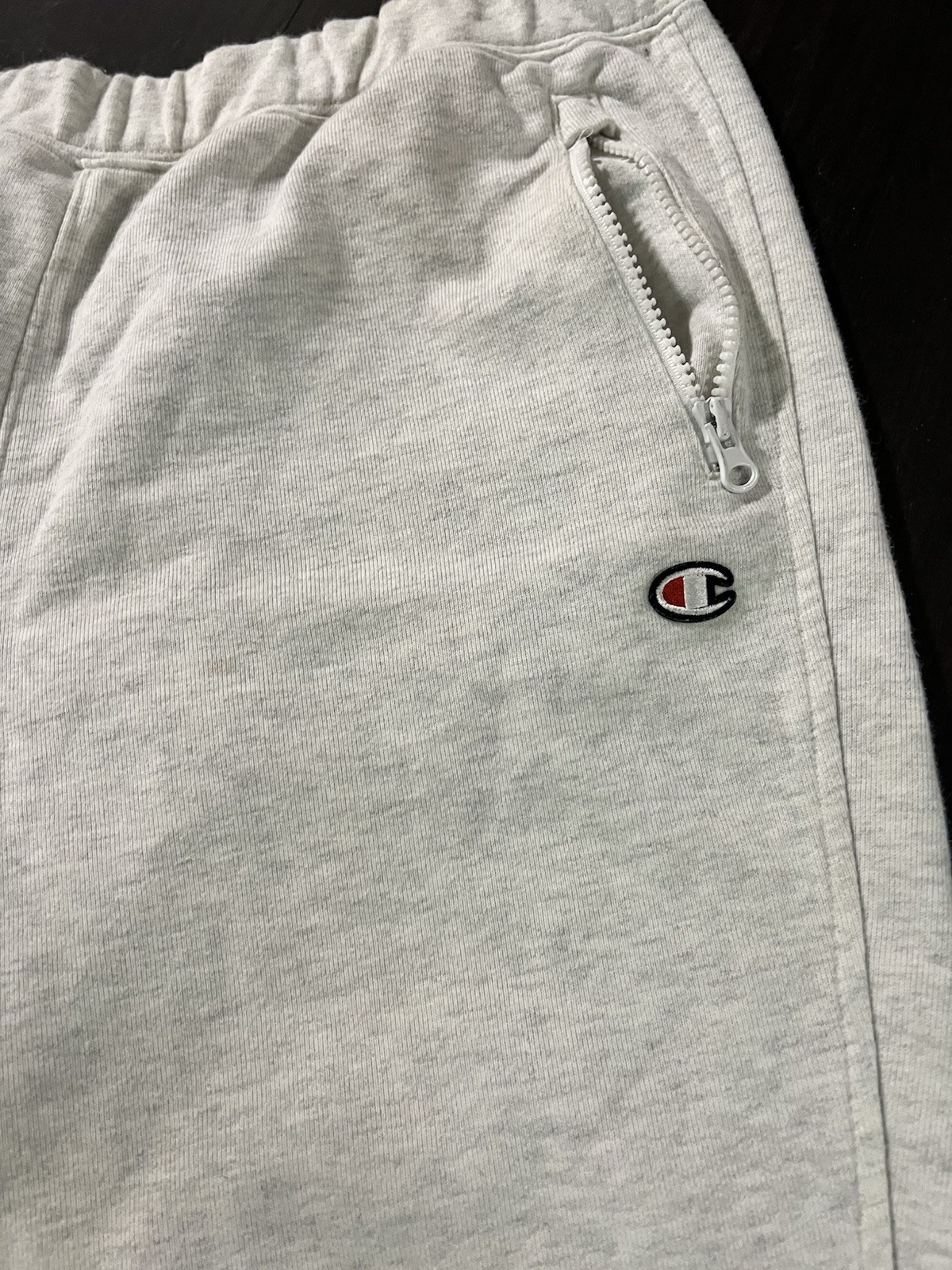 Vintage Champion L Gray Blue Pink Colorblock Jogger Pants Zip Pockets Drawstring