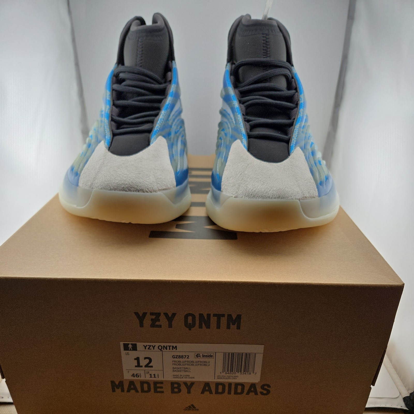 Adidas US 12 Men’s Frozen Blue Black Basketball Yeezy QNTM BSKTBL GZ8872 NIB