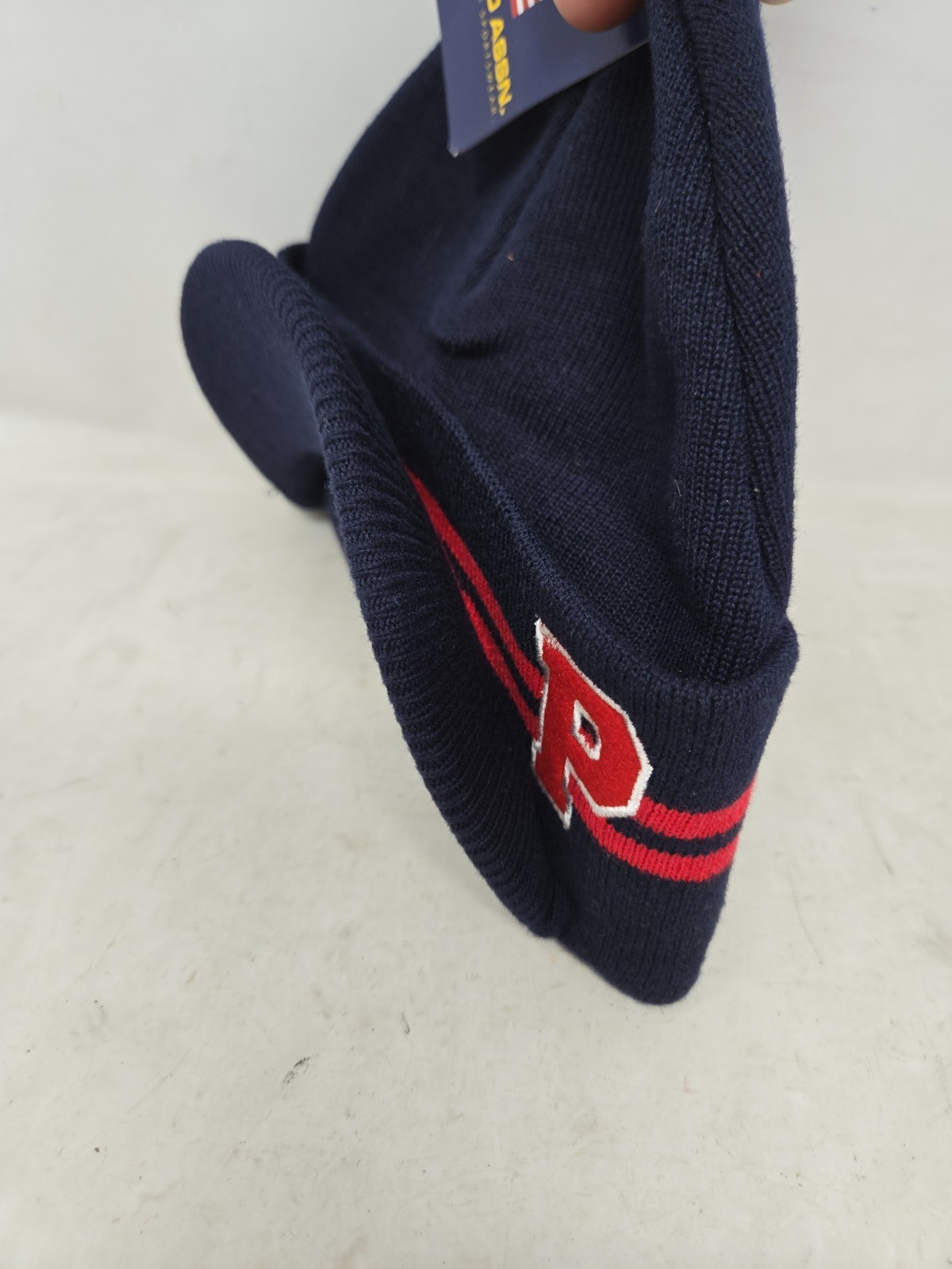 NWT Polo Ralph Lauren Navy Cable Knit Wool Blend Ribbed Cuff Beanie W/ Visor New