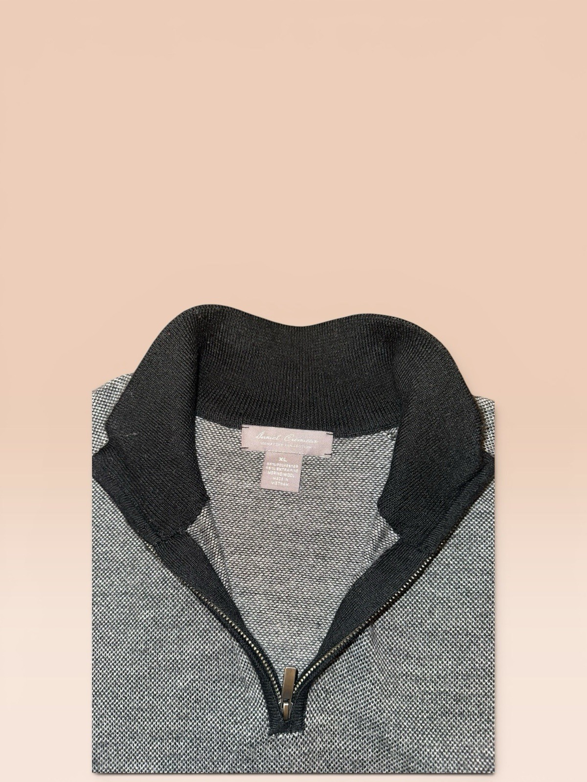Daniel Cremieux Signature Quarter Zip Sweater Mens XL Gray Black Merino Wool