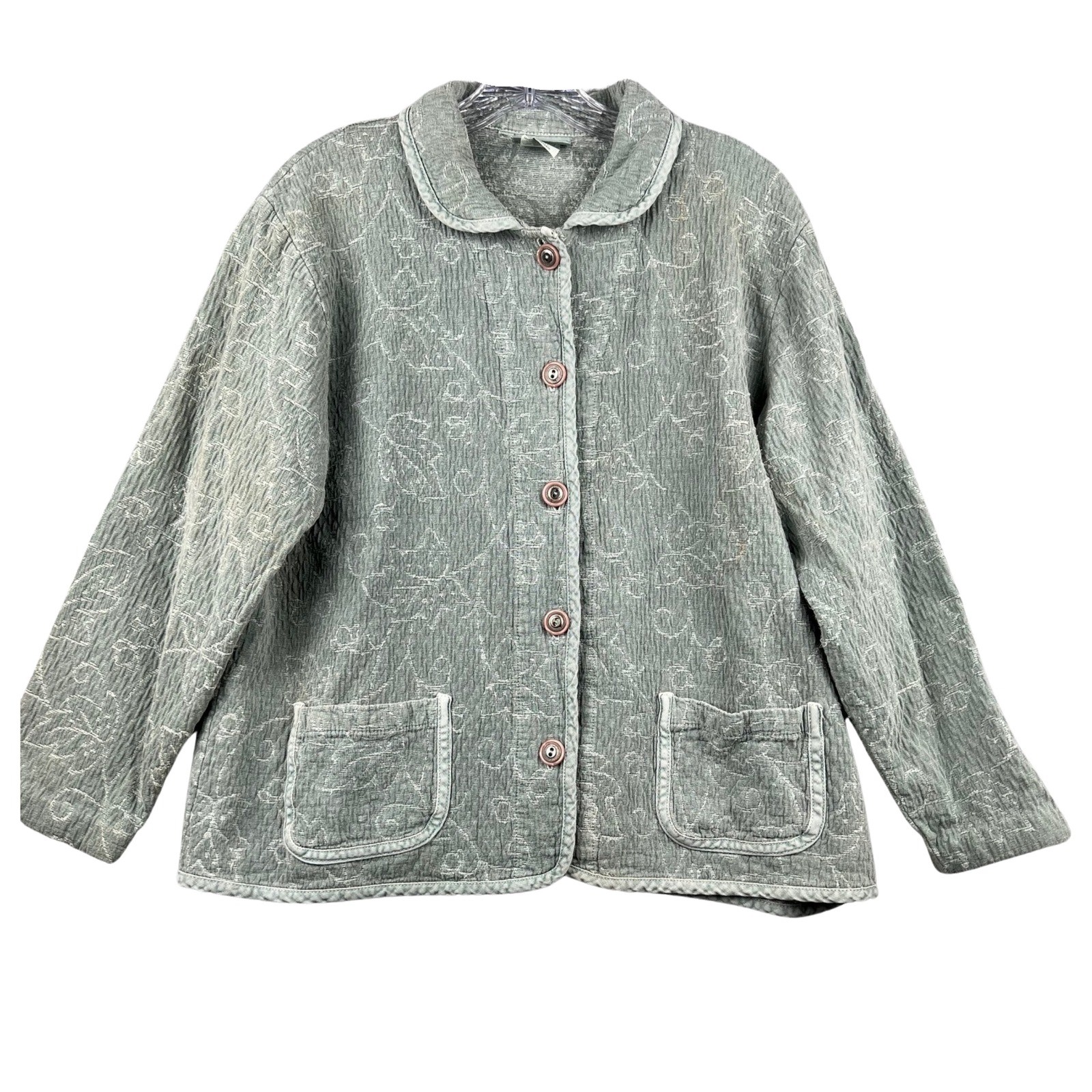 Hot Cotton Marc Ware Jacket Womens Small Embroidered Quilted Button Front