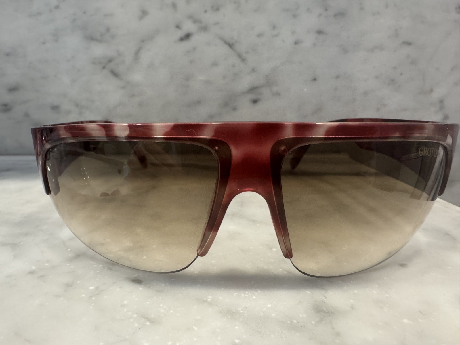 Vintage Oroton Shield Sunglasses Rose Tortoiseshell Brown Gradient 90s Y2K